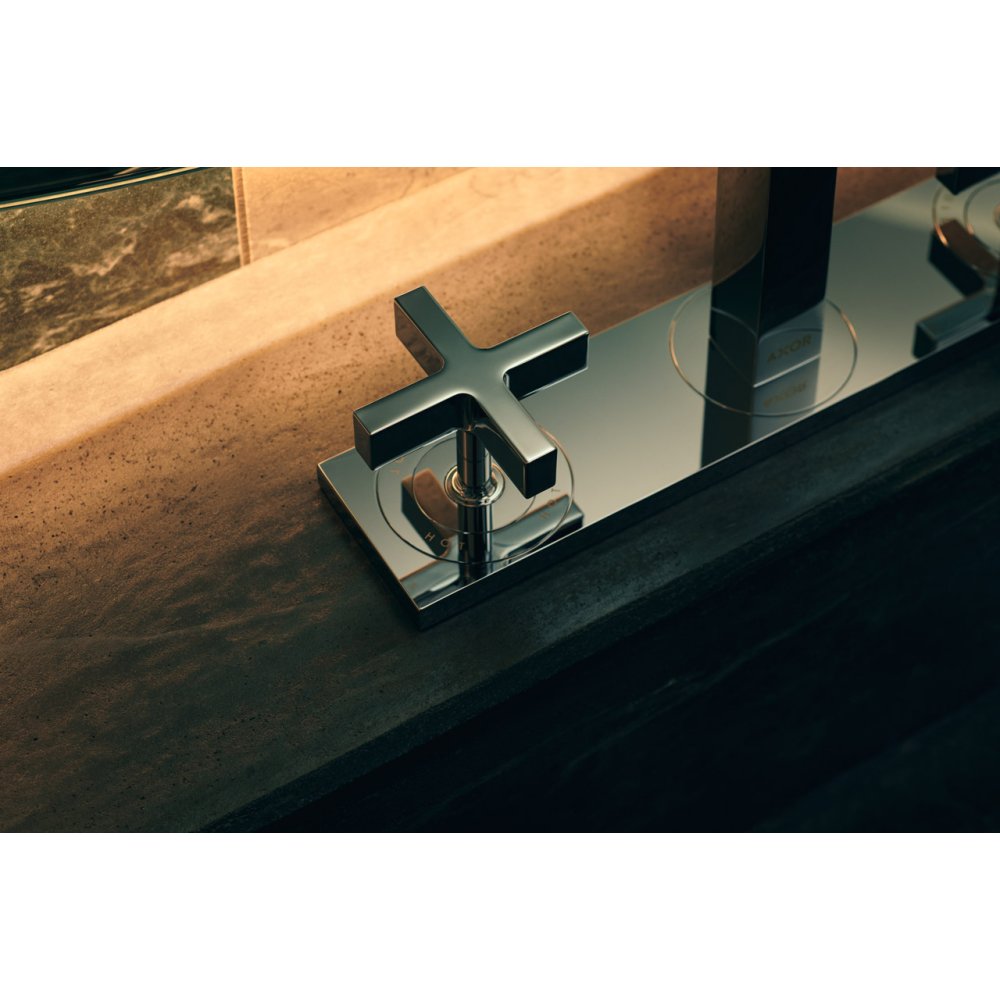 Смеситель для раковины Axor Citterio, 170, на 3 отверстия, с крестообразными рукоятками, с панелью, 39134300, полированное красное золото 