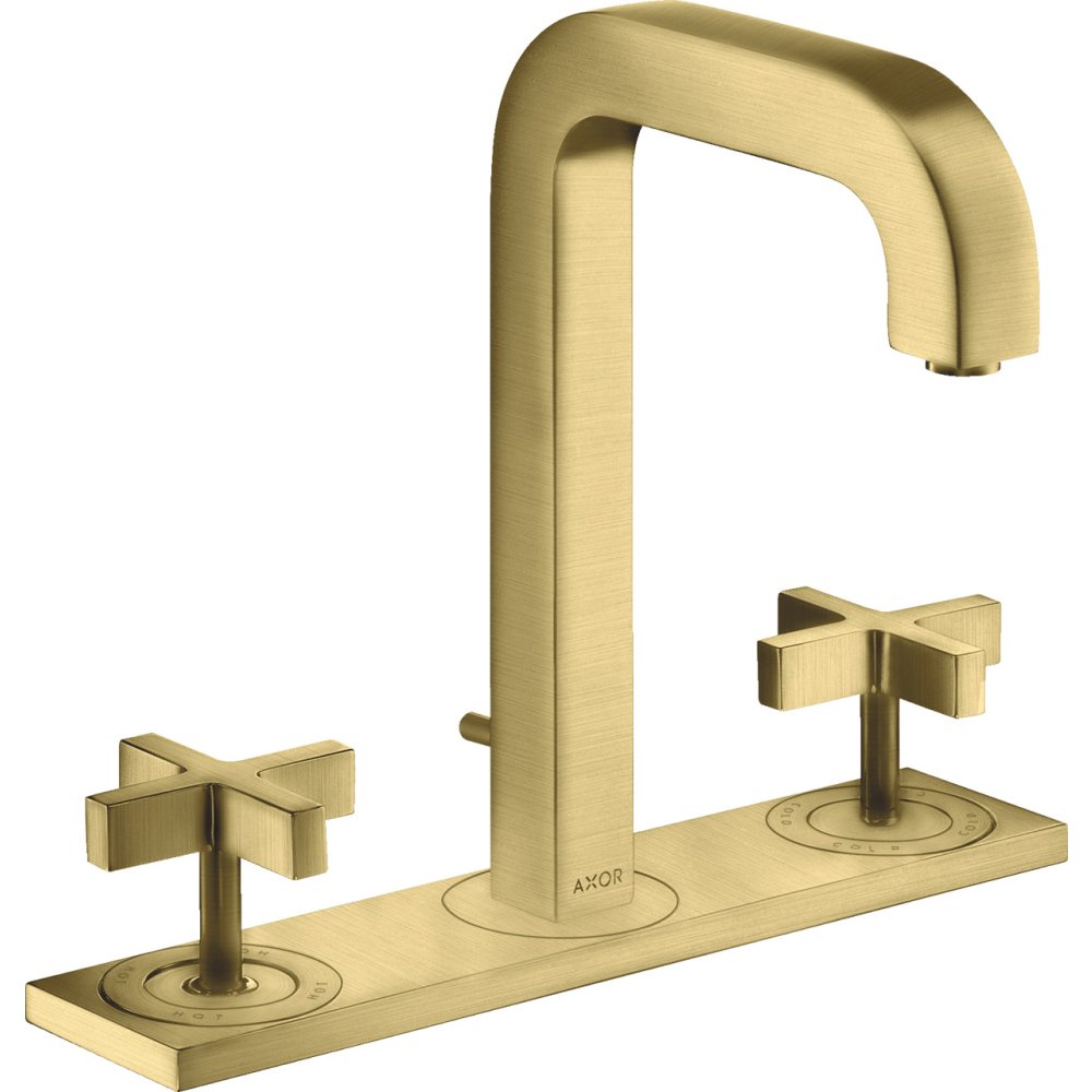 Смеситель для раковины Axor Citterio, 170, на 3 отверстия, с крестообразными рукоятками, с панелью, 39134950, шлифованная медь