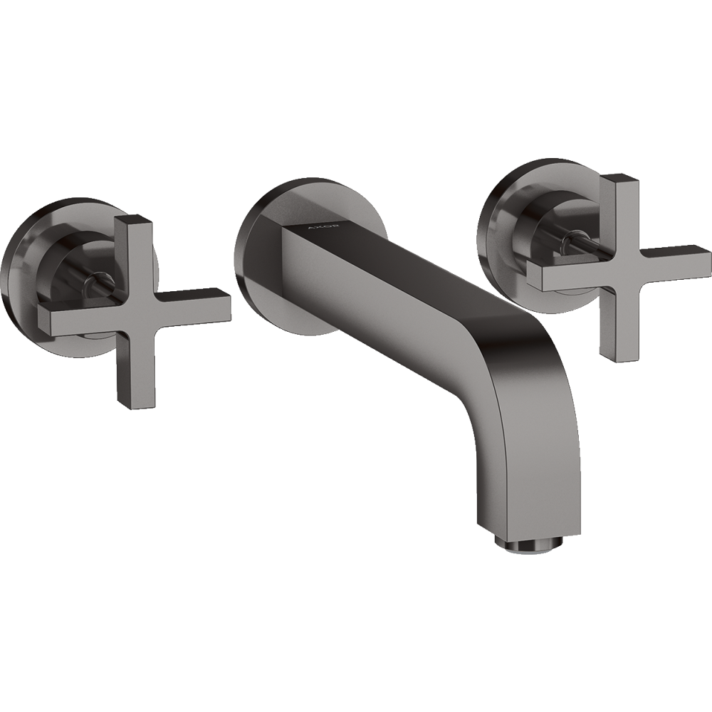 Смеситель для раковины Axor Citterio, настенный, на 3 отверстия, излив 222 мм, с крестообразными рукоятками, с отдельными розетками, 39143330, полированный черный хром 