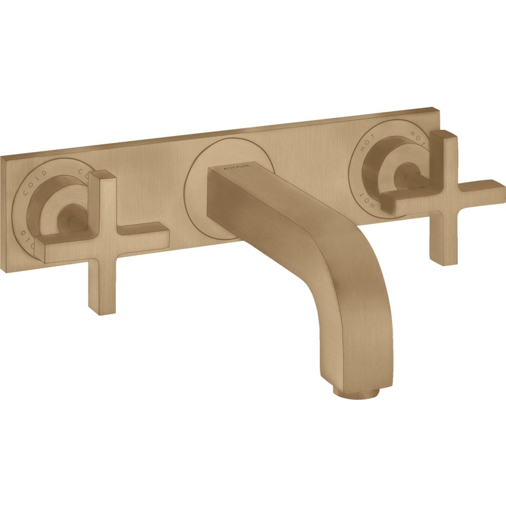 Смеситель для раковины Axor Citterio, настенный, на 3 отверстия, излив 226 мм, с крестообразными рукоятками, с панелью