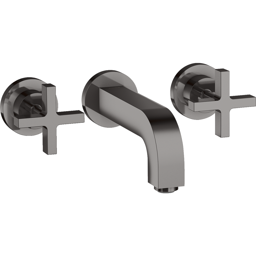 Смеситель для раковины Axor Citterio, настенный, на 3 отверстия, излив 162 мм, с крестообразными рукоятками, с отдельными розетками, 39313330, полированный черный хром 