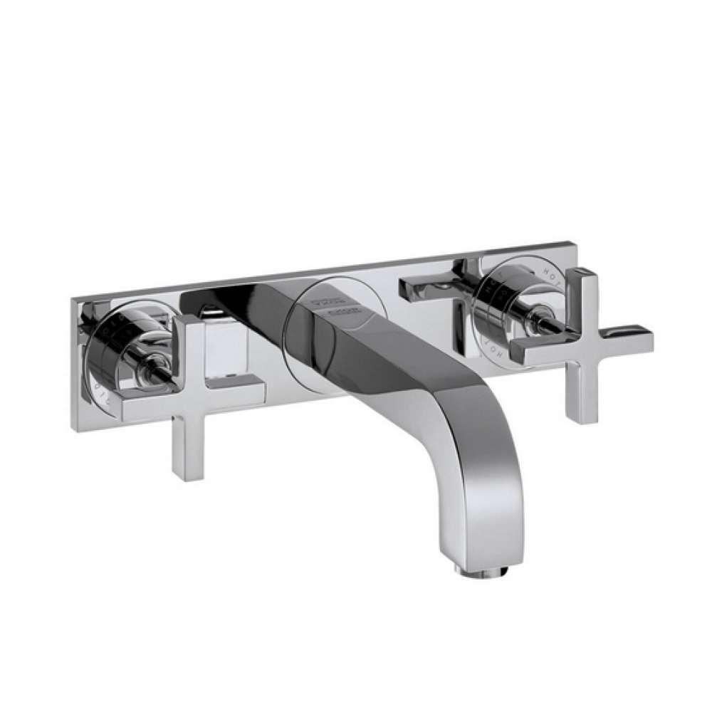 Смеситель для раковины AXOR Citterio на 3 отверстия скрытого монтажа с изливом 166 мм с крестообразными рукоятками с панелью  39314000