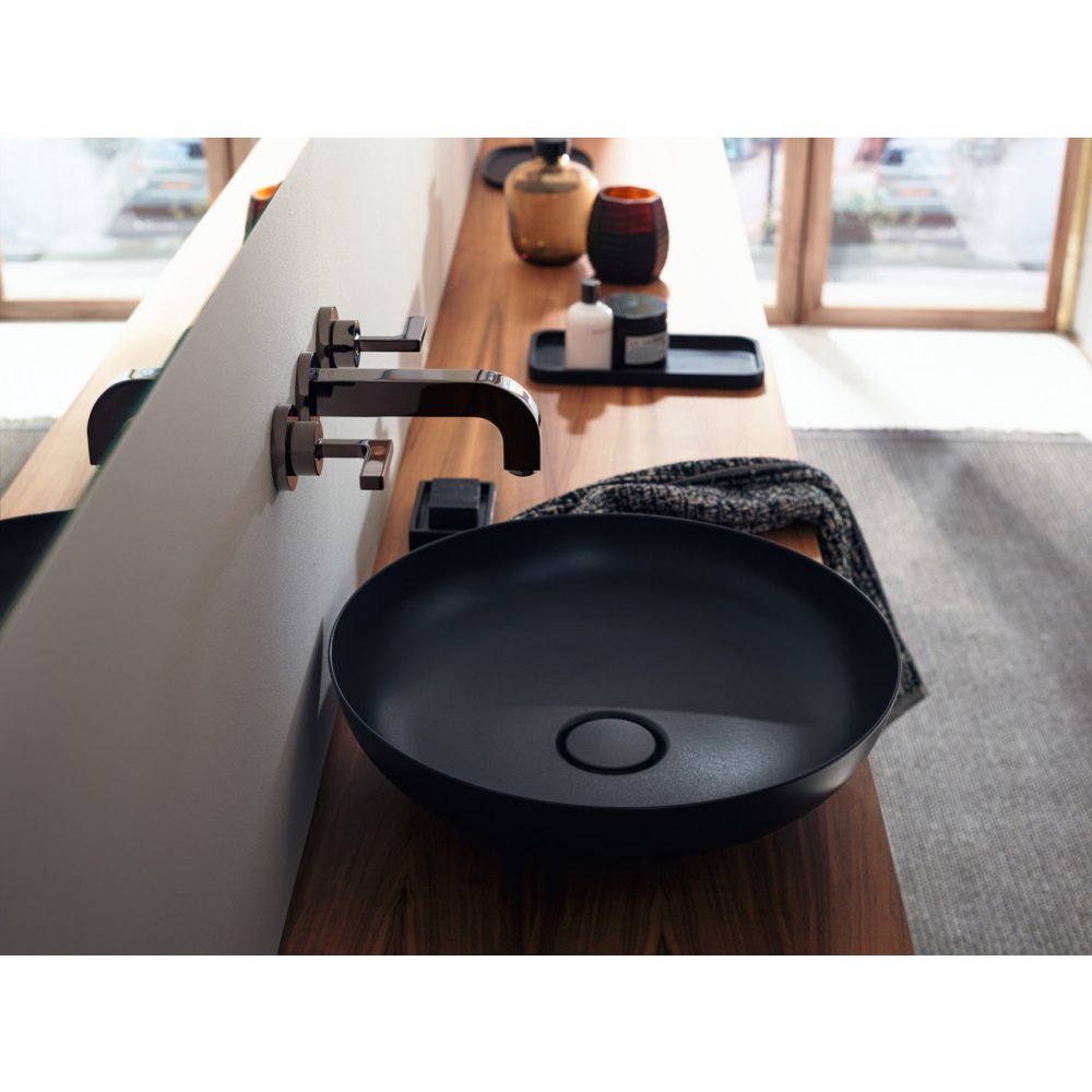 Смеситель для раковины Axor Citterio, настенный, на 3 отверстия, излив 162 мм, с рычаговыми рукоятками, с отдельными розетками, 39315800, сталь