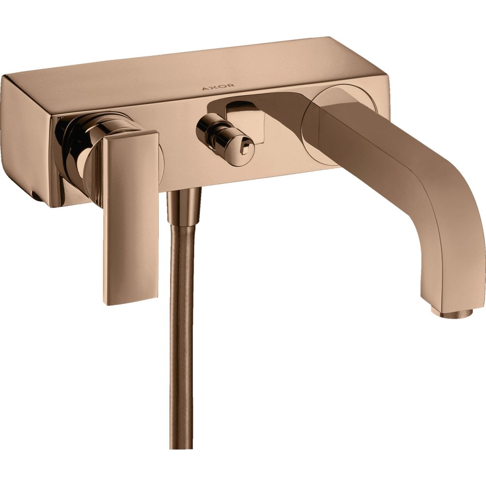 Смеситель для ванны Axor Citterio, однорычажный, внешнего монтажа, с рычажной рукояткой, 39400300, полированное красное золото 