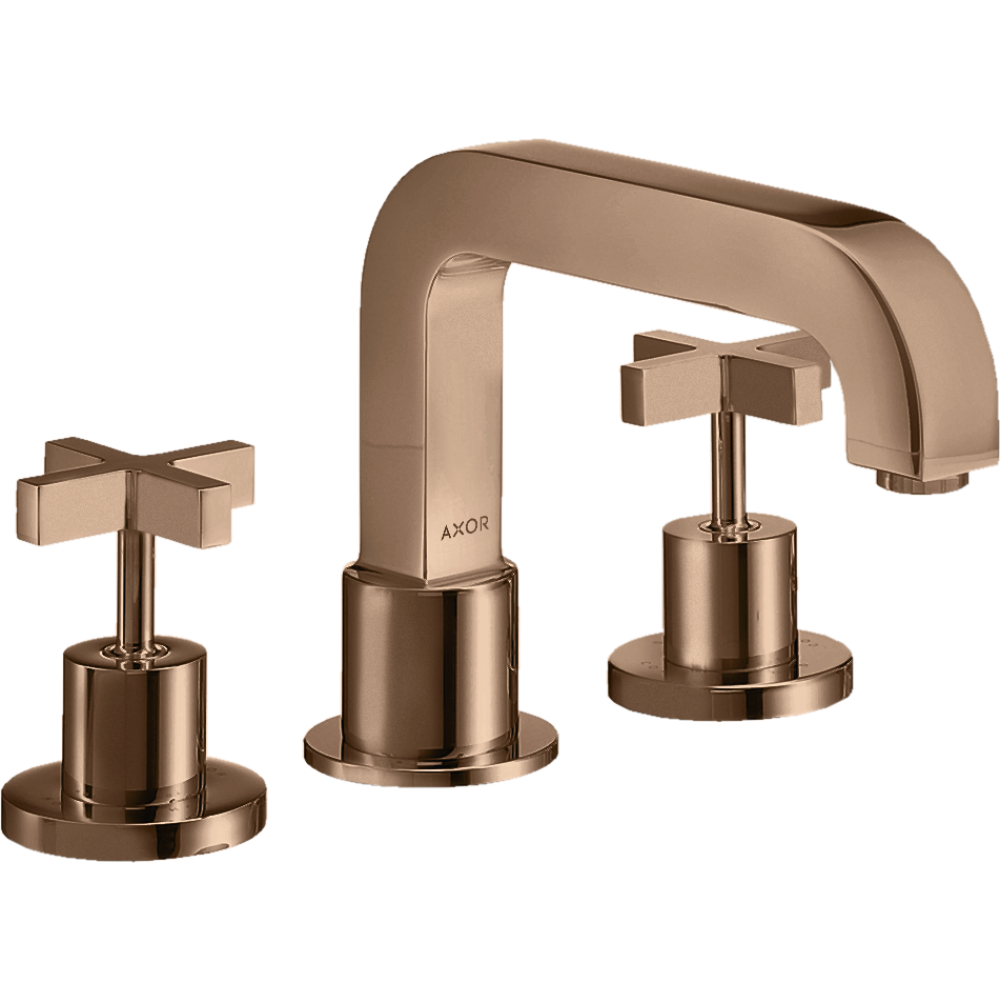 Смеситель на край ванны Axor Citterio, на 3 отверстия, с крестообразными рукоятками, 39436300, полированное красное золото 