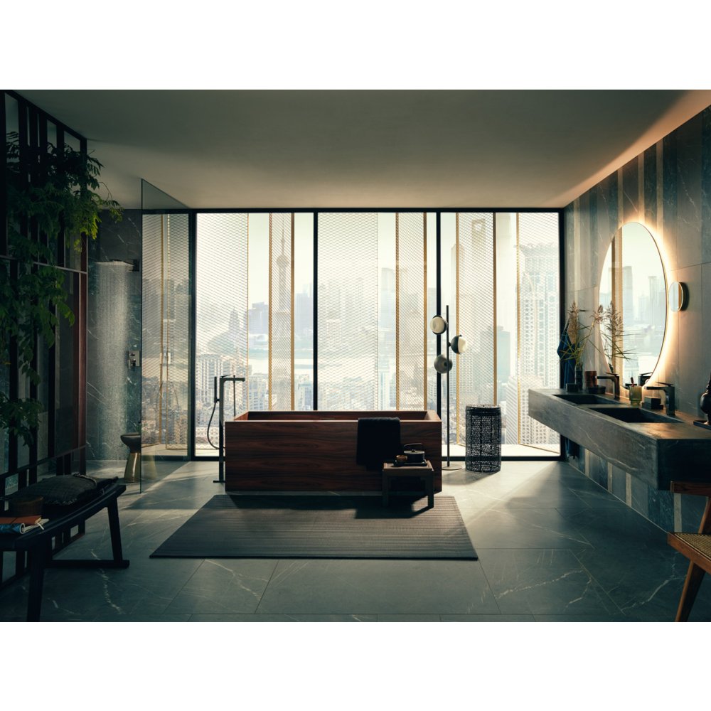 Смеситель для ванны Axor Citterio, однорычажный, напольный, с рычаговой рукояткой, 39440340, шлифованный черный хром 