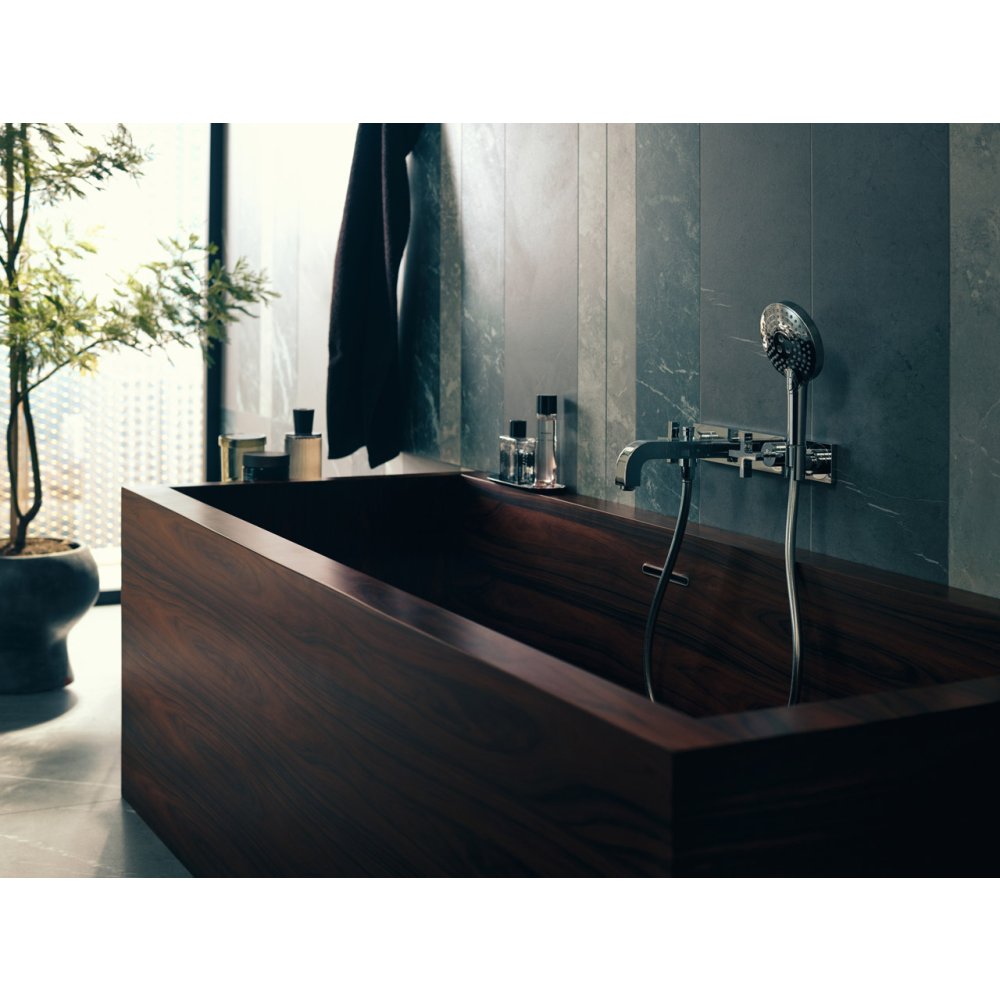 Смеситель для ванны Axor Citterio, настенный, на 3 отверстия, с крестообразными рукоятками, с панелью, 39441300, полированное красное золото 