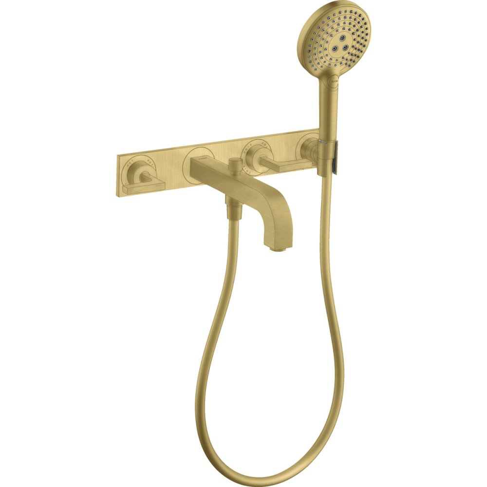 Смеситель для ванны Axor Citterio, настенный, на 3 отверстия, с рычаговыми рукоятками, с панелью, 39442950, шлифованная медь