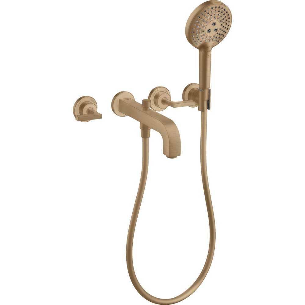 Смеситель для ванны Axor Citterio, настенный, на 3 отверстия, с рычаговыми рукоятками, с отдельными розетками