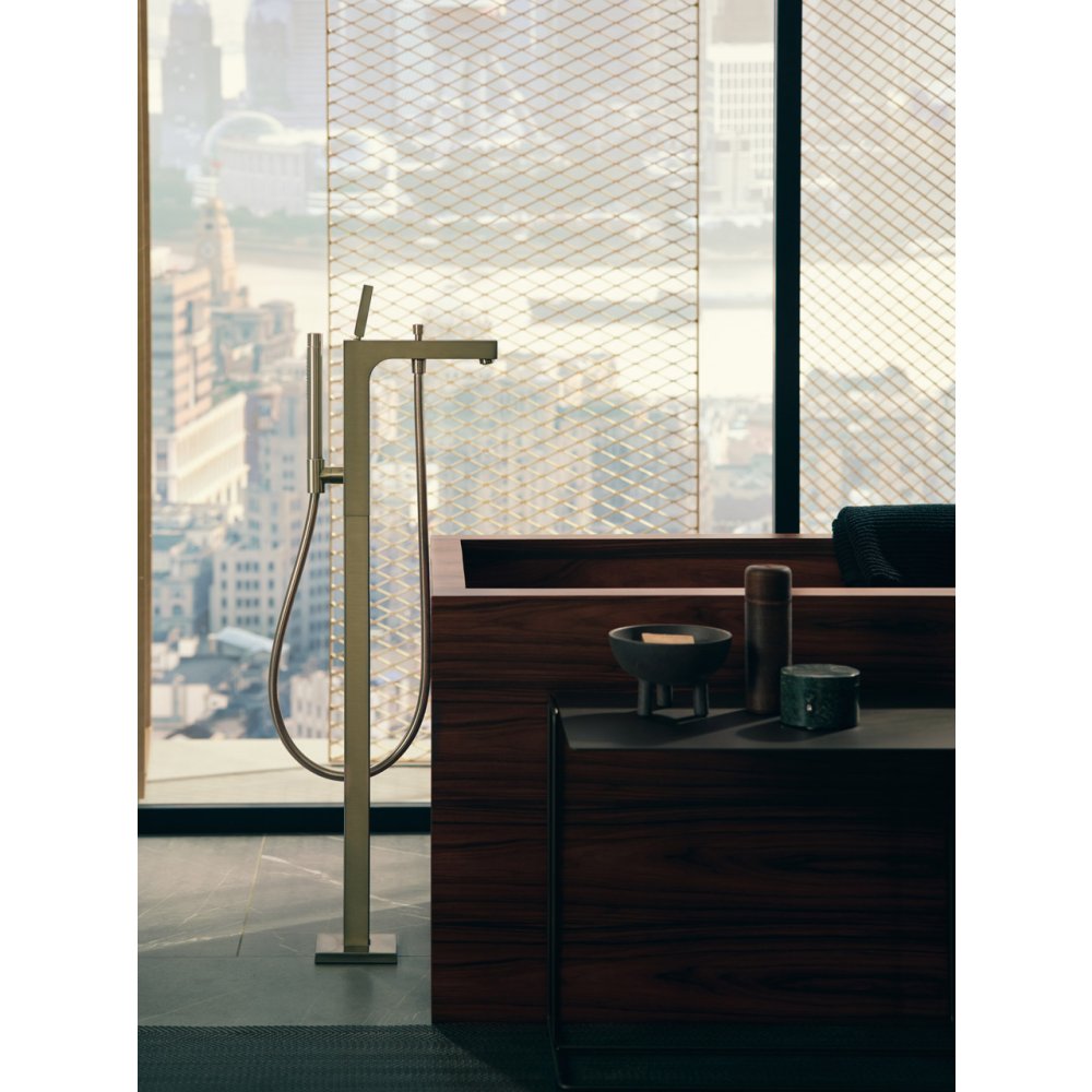 Смеситель для ванны Axor Citterio, однорычажный, напольный, с тонкой рукояткой, 39451990, полированное золото