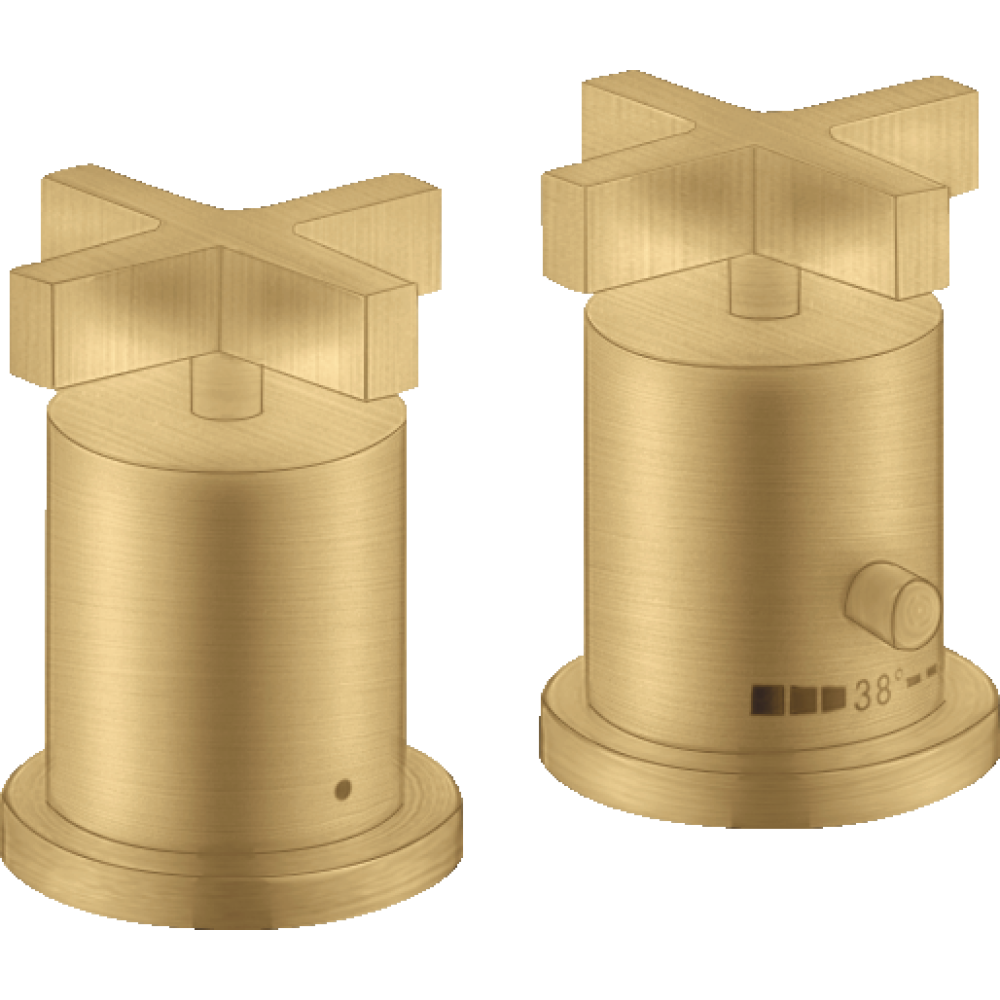 Термостат на край ванны Axor Citterio, на 2 отверстия, с крестообразными рукоятками, 39480250, шлифованное золото