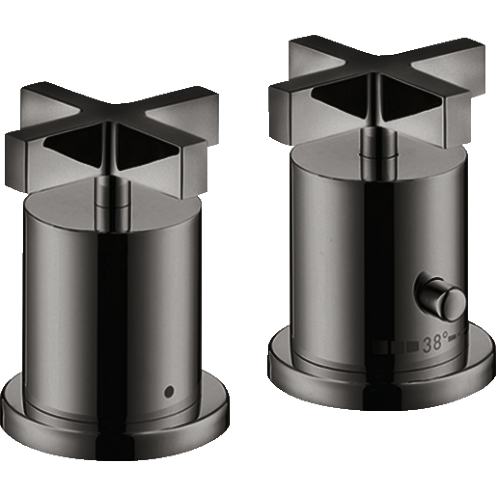 Термостат на край ванны Axor Citterio, на 2 отверстия, с крестообразными рукоятками, 39480330, полированный черный хром 