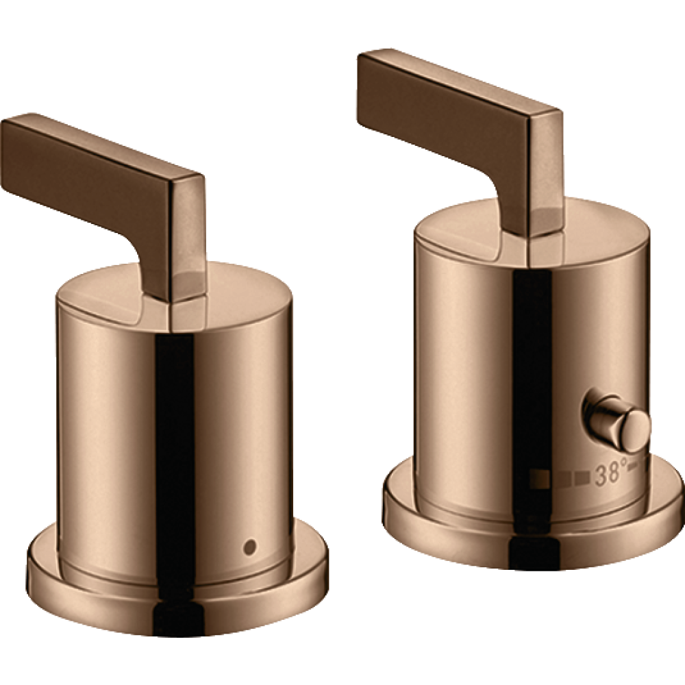 Термостат на край ванны Axor Citterio, на 2 отверстия, с рычаговыми рукоятками, 39482300, полированное красное золото 