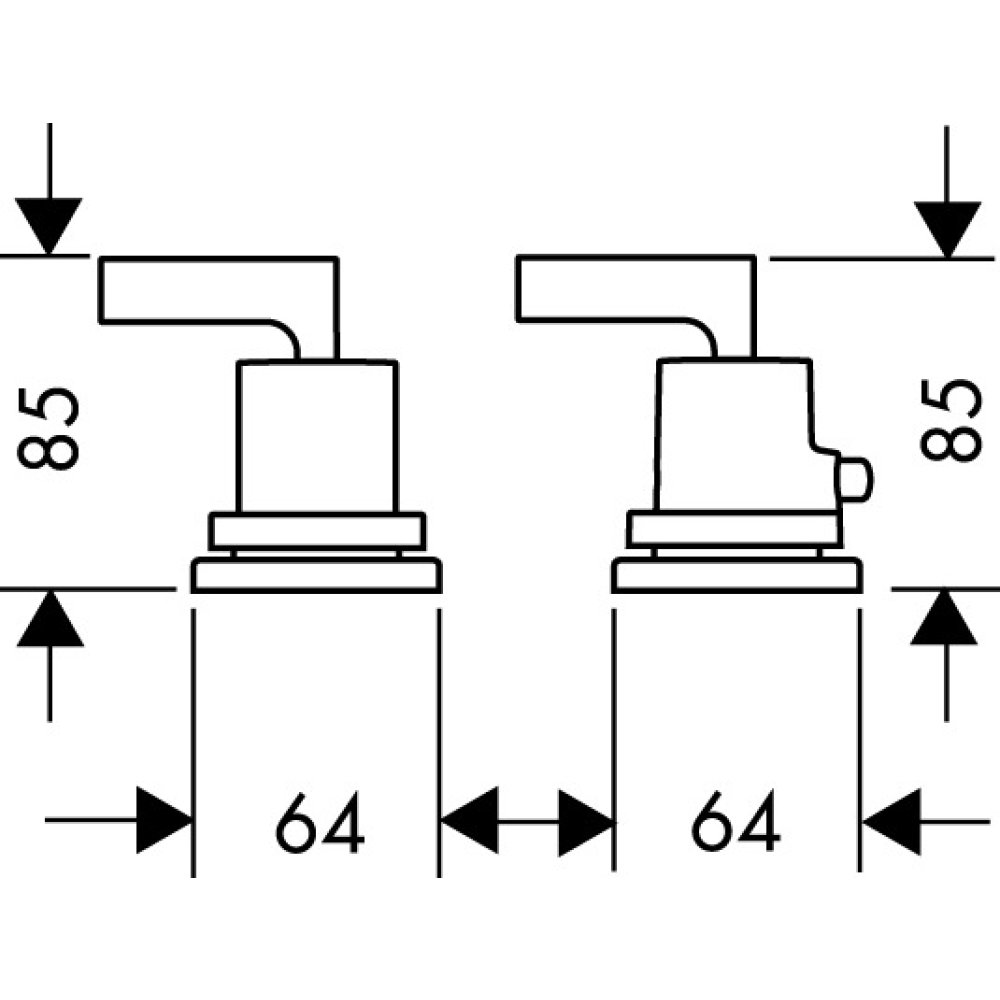 Термостат на край ванны Axor Citterio, на 2 отверстия, с рычаговыми рукоятками, 39482800, сталь
