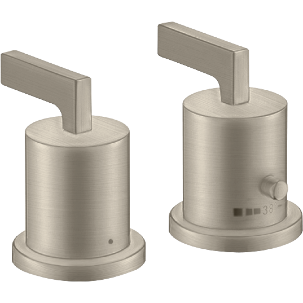 Термостат на край ванны Axor Citterio, на 2 отверстия, с рычаговыми рукоятками, 39482820, шлифованный никель