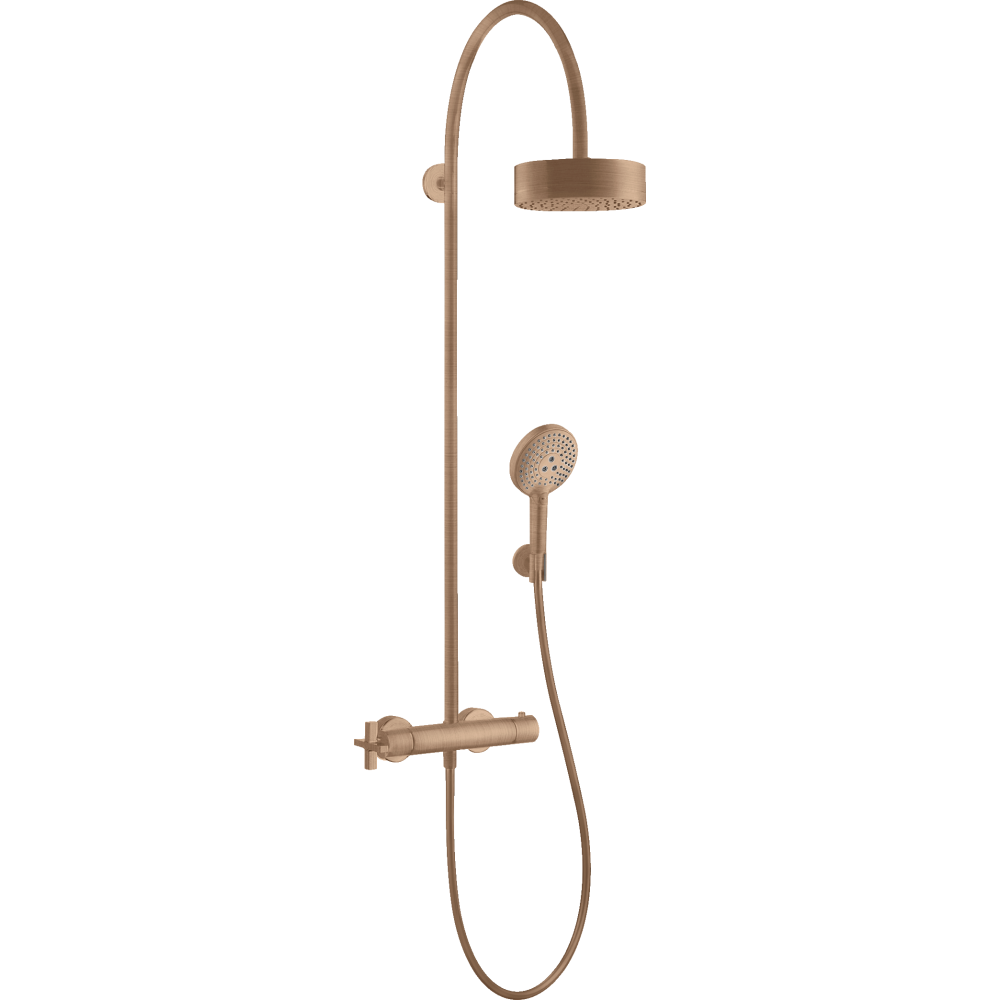 Душевая система Showerpipe Axor Citterio, с термостатом и верхним душем 180 1jet, 39670310, шлифованное красное золото