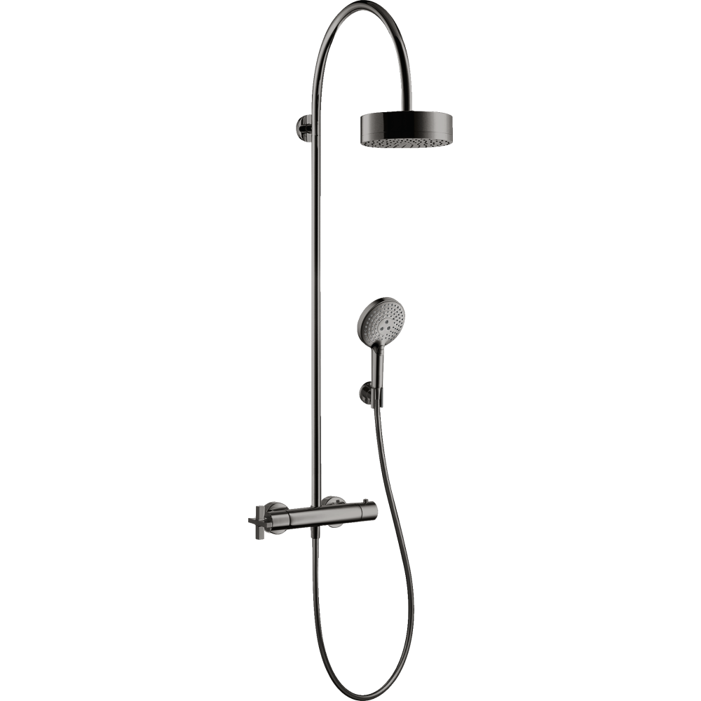 Душевая система Showerpipe Axor Citterio, с термостатом и верхним душем 180 1jet, 39670330, полированный черный хром 