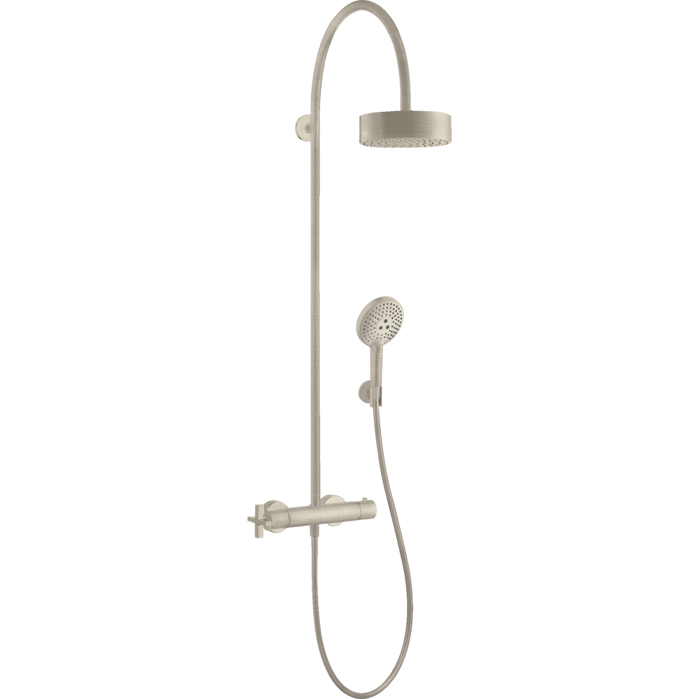 Душевая система Showerpipe Axor Citterio, с термостатом и верхним душем 180 1jet, 39670820, шлифованный никель
