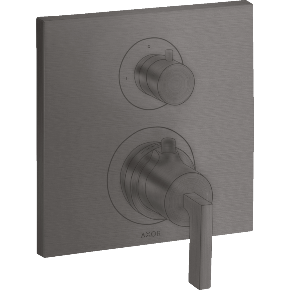 Термостат Axor Citterio, с запорным вентилем, с рычаговой рукояткой, 39700340, шлифованный черный хром 