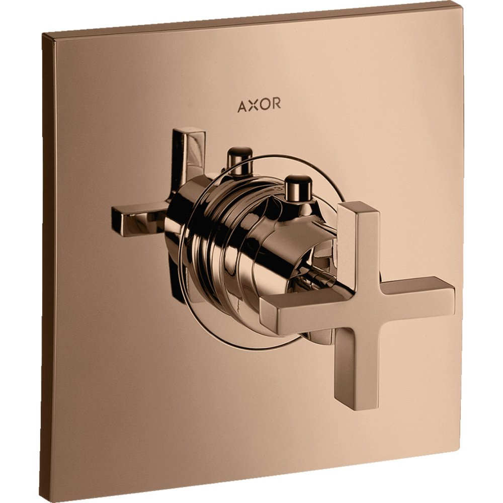Термостат Highflow Axor Citterio, скрытого монтажа, с крестообразной рукояткой, 39716300, полированное красное золото 