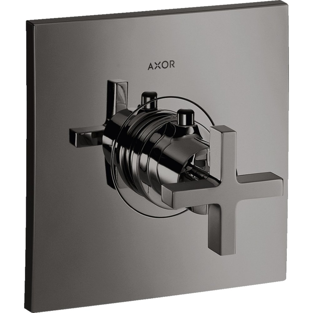 Термостат Highflow Axor Citterio, скрытого монтажа, с крестообразной рукояткой, 39716330, полированный черный хром 