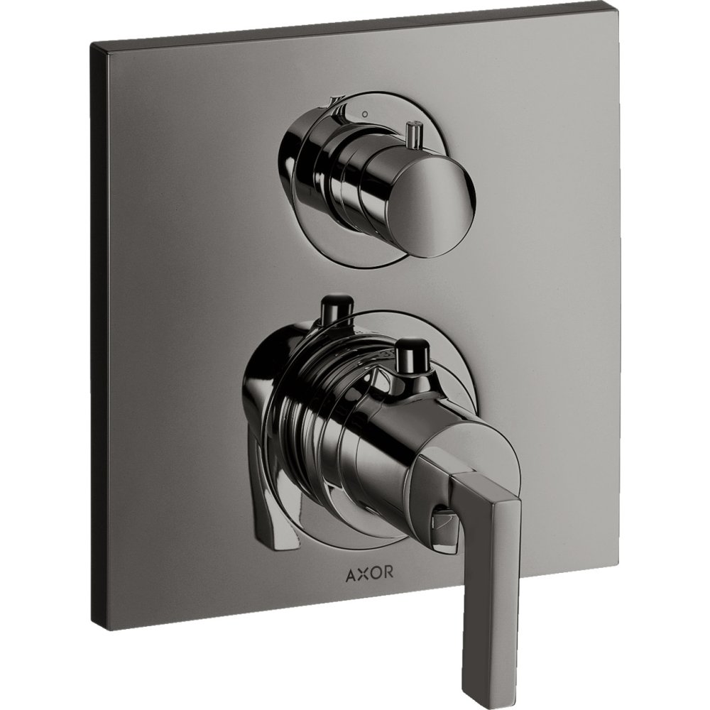 Термостат Axor Citterio, с запорным/переключающим вентилем, с рычаговой рукояткой, 39720330, полированный черный хром 