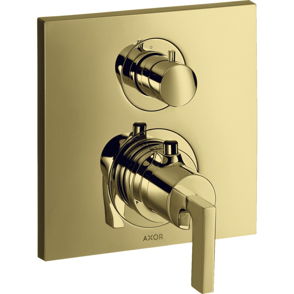 Термостат Axor Citterio, с запорным/переключающим вентилем, с рычаговой рукояткой, 39720990, полированное золото
