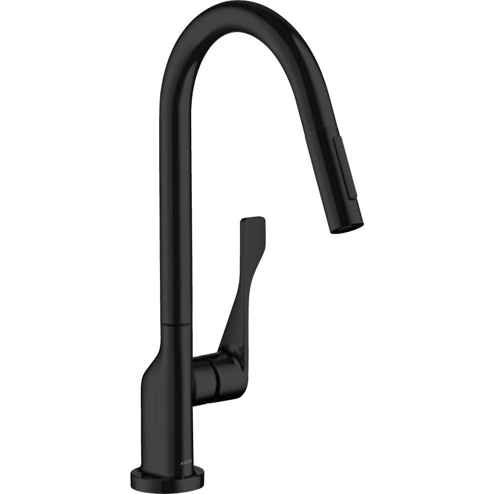 Кухонный смеситель Axor Citterio, однорычажный, 250, с вытяжным душем, 39835670, матовый черный