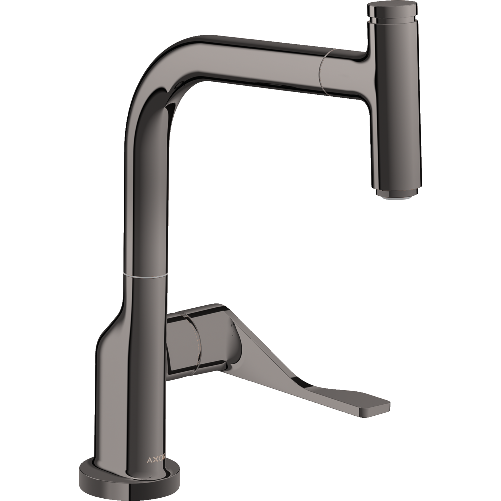 Смеситель для кухни Axor Citterio, однорычажный, Select, 230, с вытяжным изливом, 39861330, полированный черный хром 