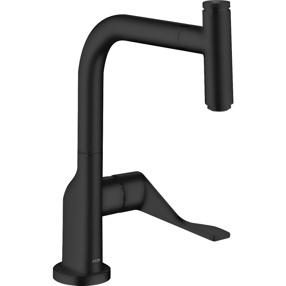 Кухонный смеситель Axor Citterio, однорычажный, Select 230, с вытяжным изливом, 39861670, матовый черный