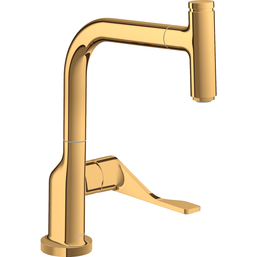 Смеситель для кухни Axor Citterio, однорычажный, Select, 230, с вытяжным изливом, 39861990, полированное золото