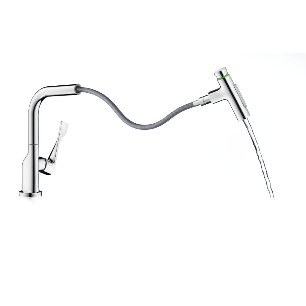 Смеситель для кухни Axor Citterio, однорычажный, Select, 230 2jet, с вытяжным душем, 39862950, шлифованная медь