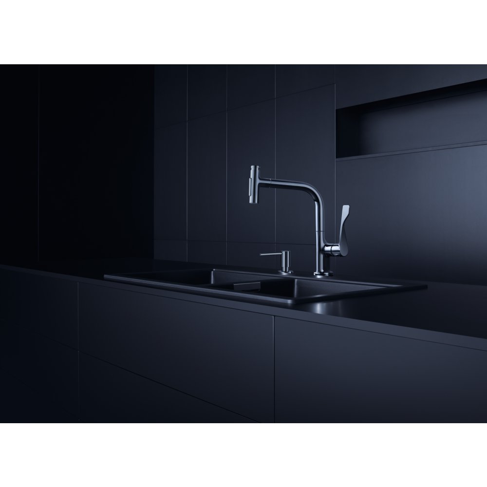 Кухонный смеситель Axor Citterio, однорычажный, с вытяжным изливом, 39863670, матовый черный