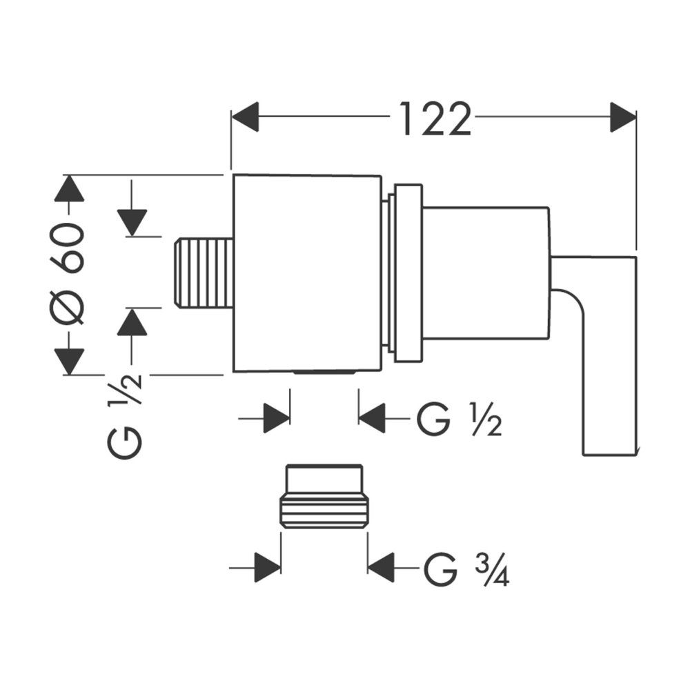 Шланговое подсоединение Axor Citterio, с клапаном обратного тока, с запорным вентилем, с рычаговой рукояткой, 39882140, шлифованная бронза