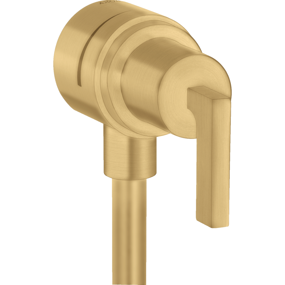 Шланговое подсоединение Axor Citterio, с клапаном обратного тока, с запорным вентилем, с рычаговой рукояткой, 39882250, шлифованное золото