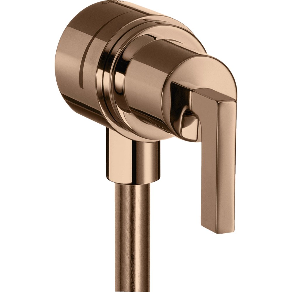 Шланговое подсоединение Axor Citterio, с клапаном обратного тока, с запорным вентилем, с рычаговой рукояткой, 39882300, полированное красное золото 