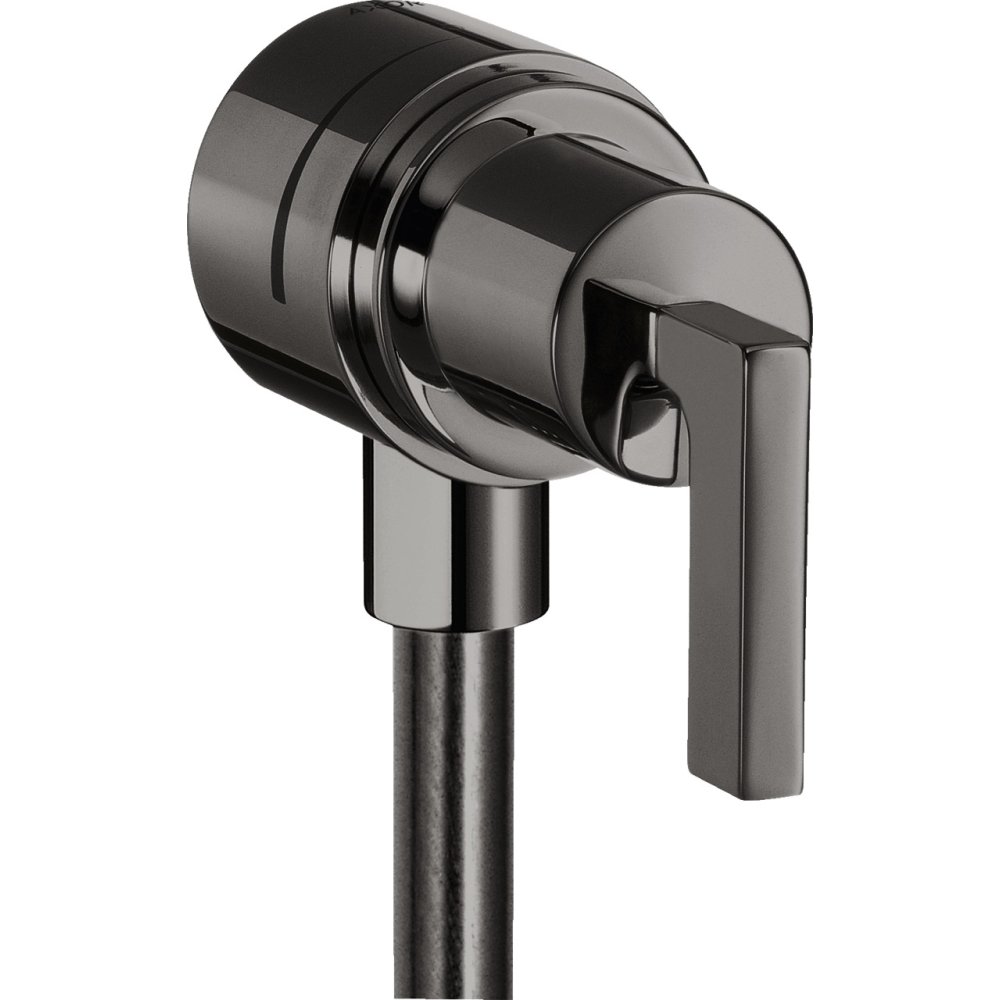 Шланговое подсоединение Axor Citterio, с клапаном обратного тока, с запорным вентилем, с рычаговой рукояткой, 39882330, полированный черный хром 