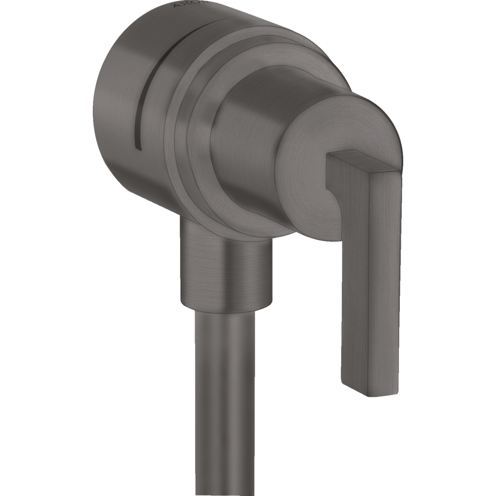 Шланговое подсоединение Axor Citterio, с клапаном обратного тока, с запорным вентилем, с рычаговой рукояткой, 39882340, шлифованный черный хром 