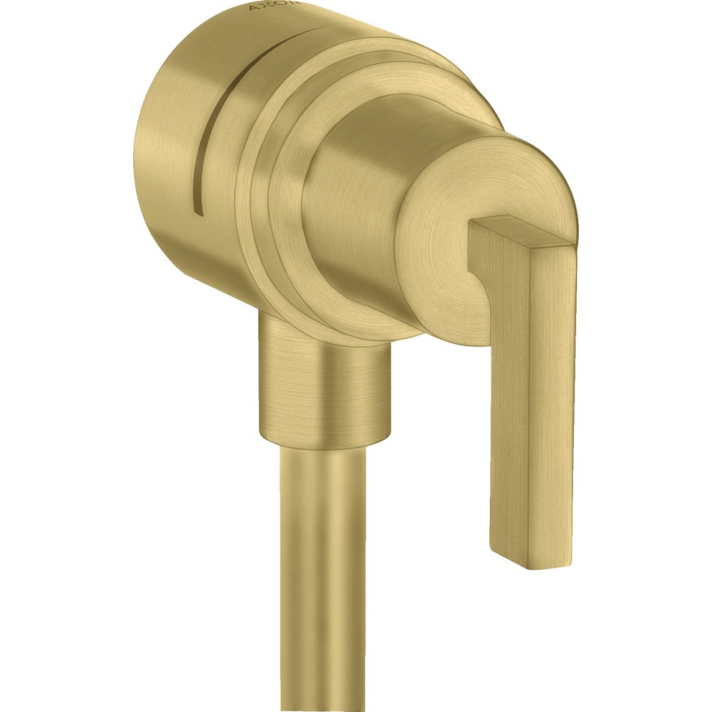 Шланговое подсоединение Axor Citterio, с клапаном обратного тока, с запорным вентилем, с рычаговой рукояткой, 39882950, шлифованная медь