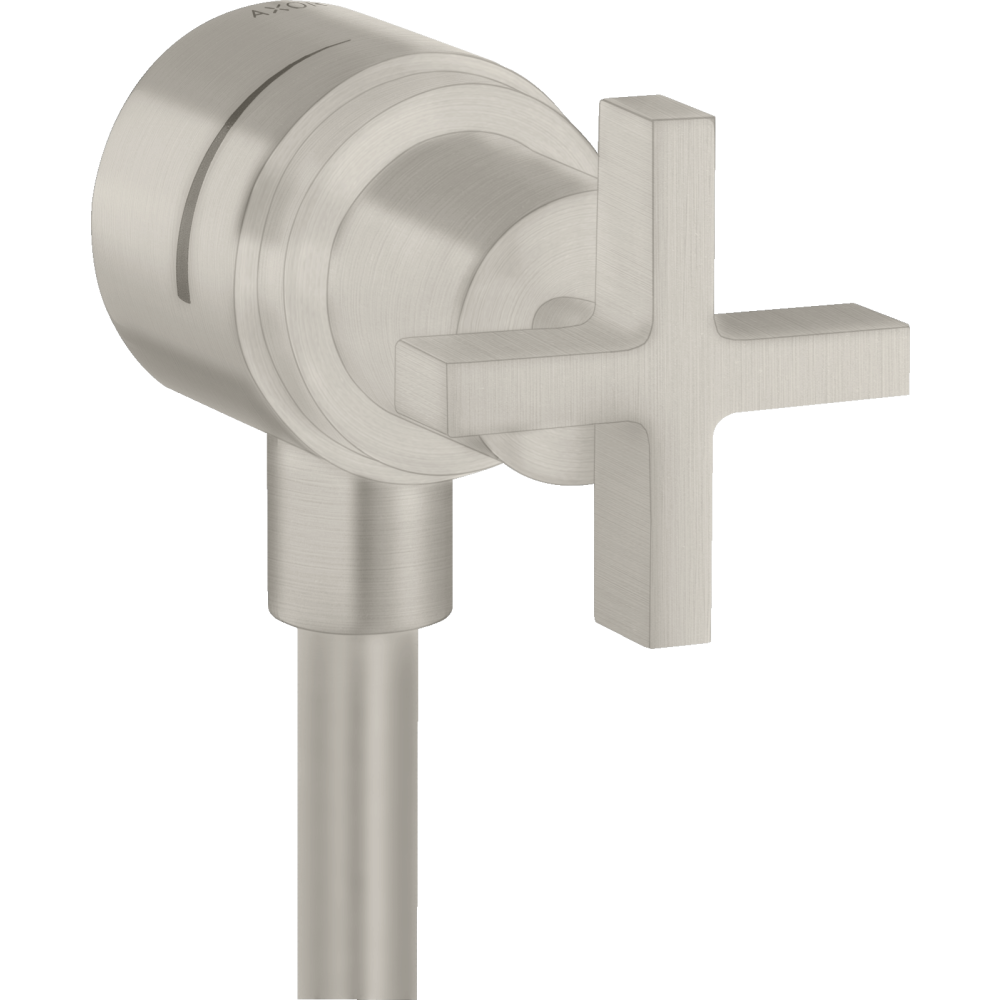 Шланговое подсоединение Axor Citterio, с клапаном обратного тока, с запорным вентилем, с крестообразной рукояткой, 39883800, сталь