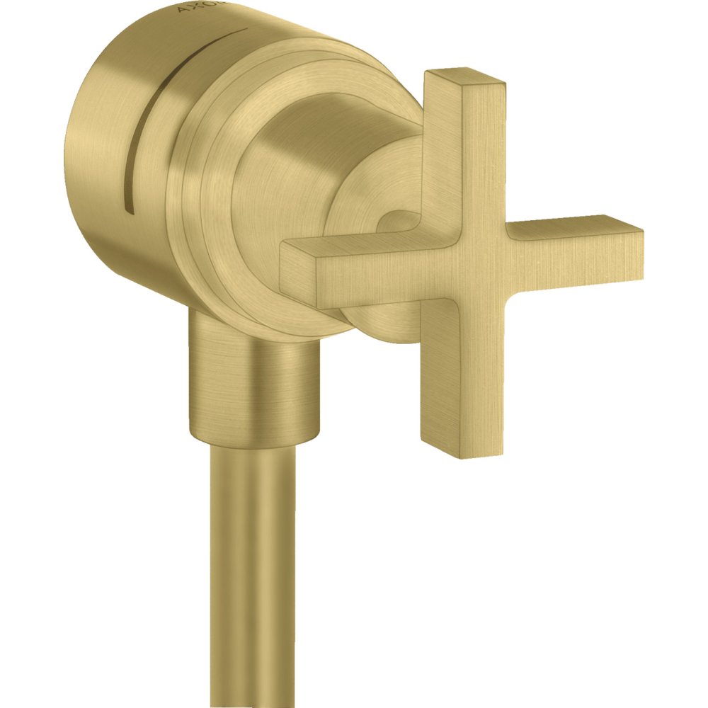 Шланговое подсоединение Axor Citterio, с клапаном обратного тока, с запорным вентилем, с крестообразной рукояткой, 39883950, шлифованная медь