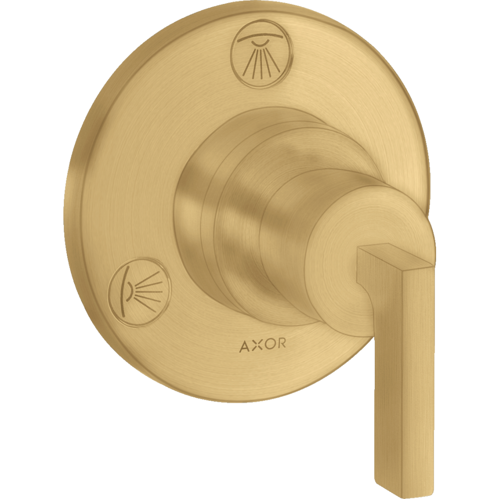 Запорный/переключающий вентиль Axor Citterio, Trio/Quattro, с рычаговой рукояткой, скрытого монтажа, 39920250, шлифованное золото