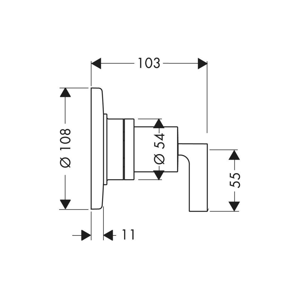 Запорный/переключающий вентиль Axor Citterio, Trio/Quattro, с рычаговой рукояткой, скрытого монтажа, 39920340, шлифованный черный хром 