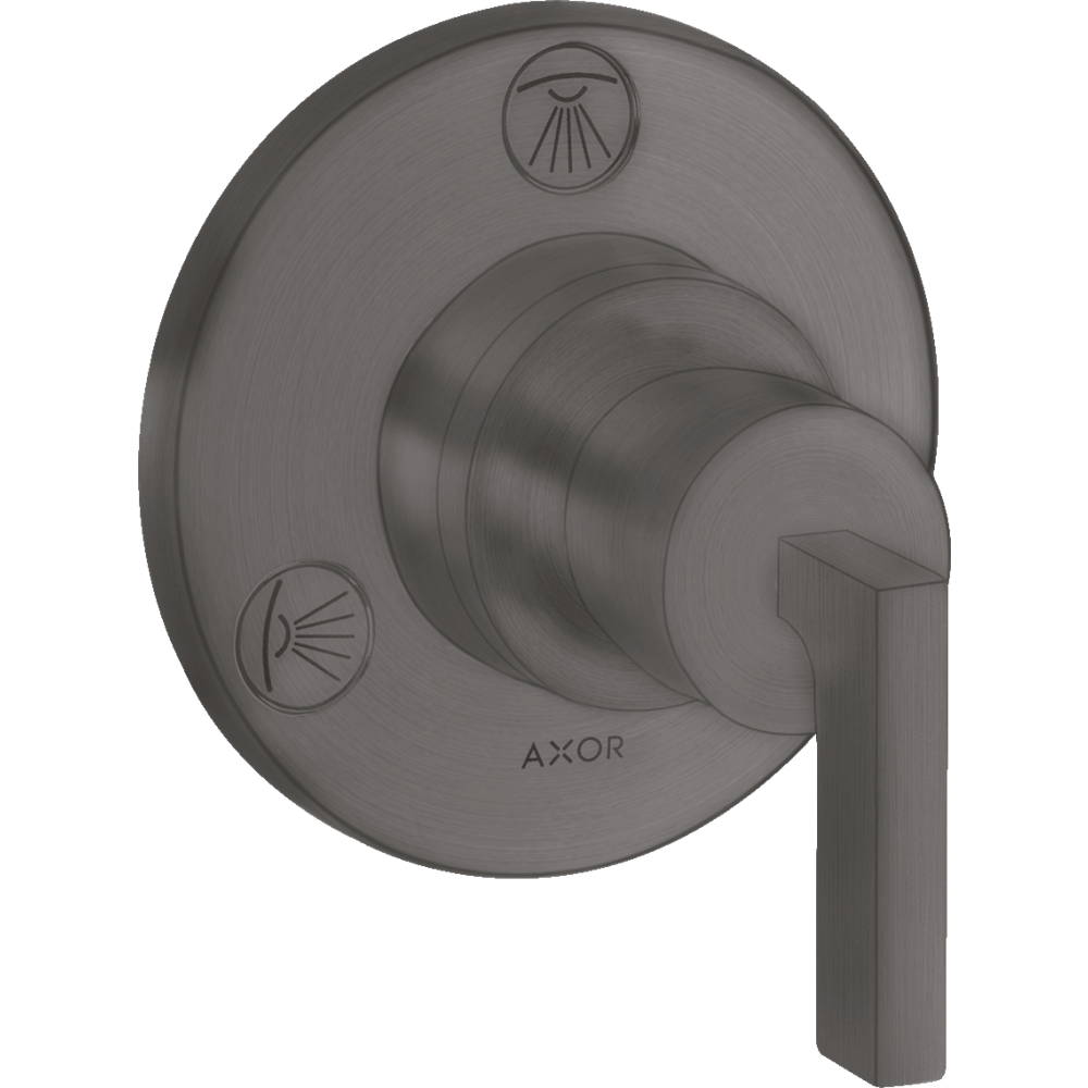 Запорный/переключающий вентиль Axor Citterio, Trio/Quattro, с рычаговой рукояткой, скрытого монтажа, 39920340, шлифованный черный хром 