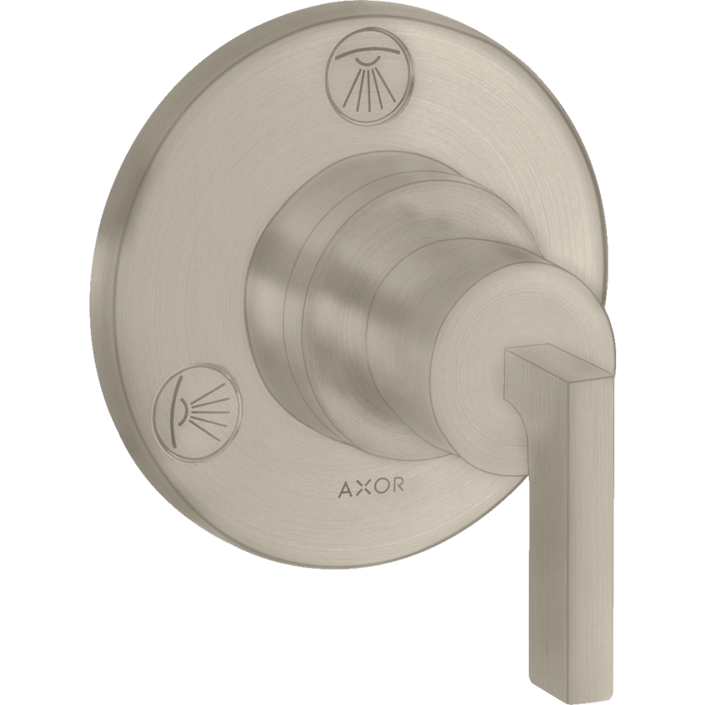Запорный/переключающий вентиль Axor Citterio, Trio/Quattro, с рычаговой рукояткой, скрытого монтажа, 39920820, шлифованный никель