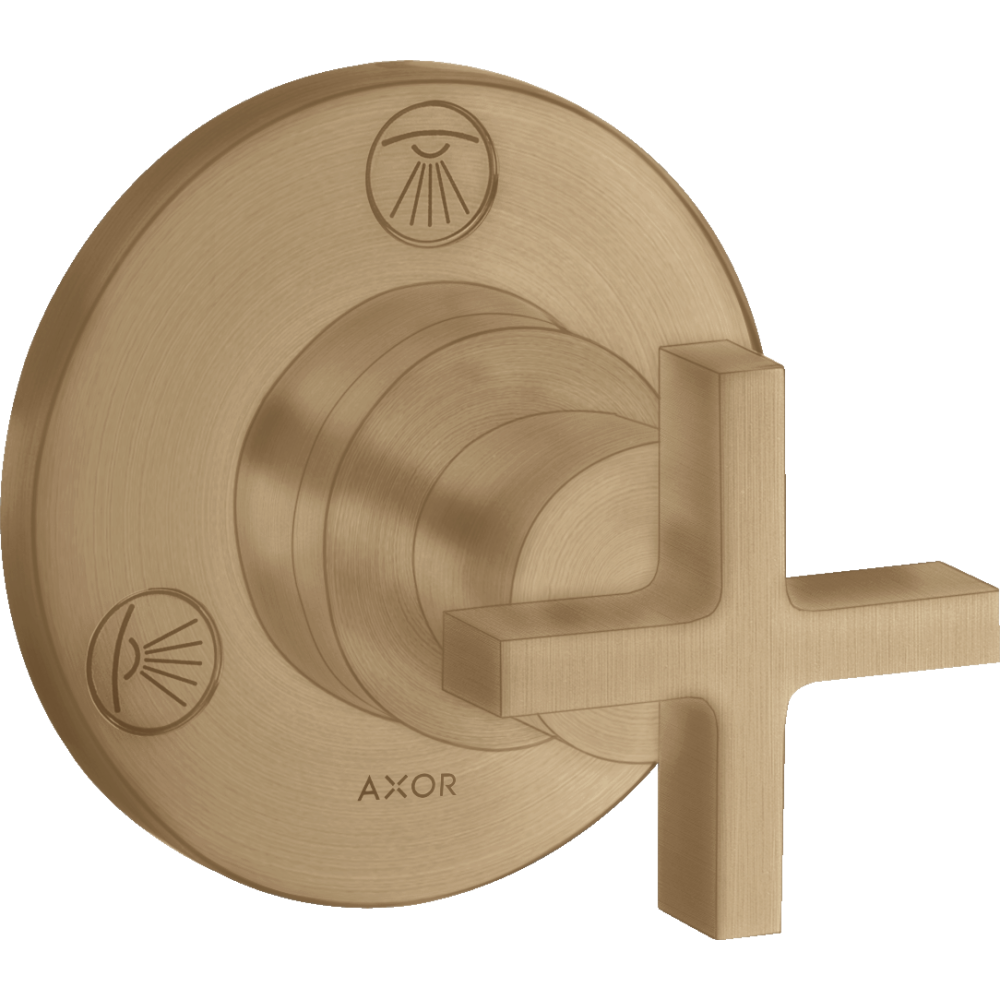 Запорный/переключающий вентиль Axor Citterio, Trio/Quattro, с крестообразной рукояткой, скрытого монтажа, 39925140, шлифованная бронза