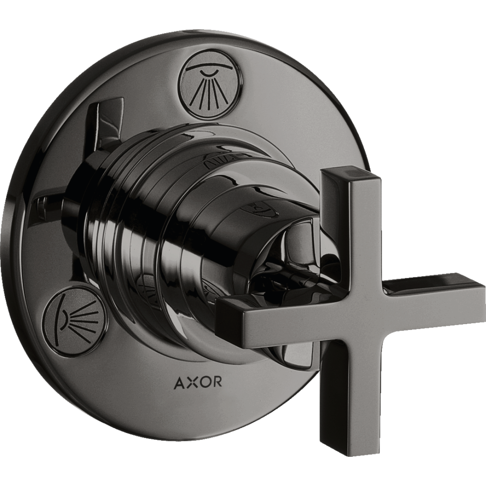 Запорный/переключающий вентиль Axor Citterio, Trio/Quattro, с крестообразной рукояткой, скрытого монтажа, 39925330, полированный черный хром 