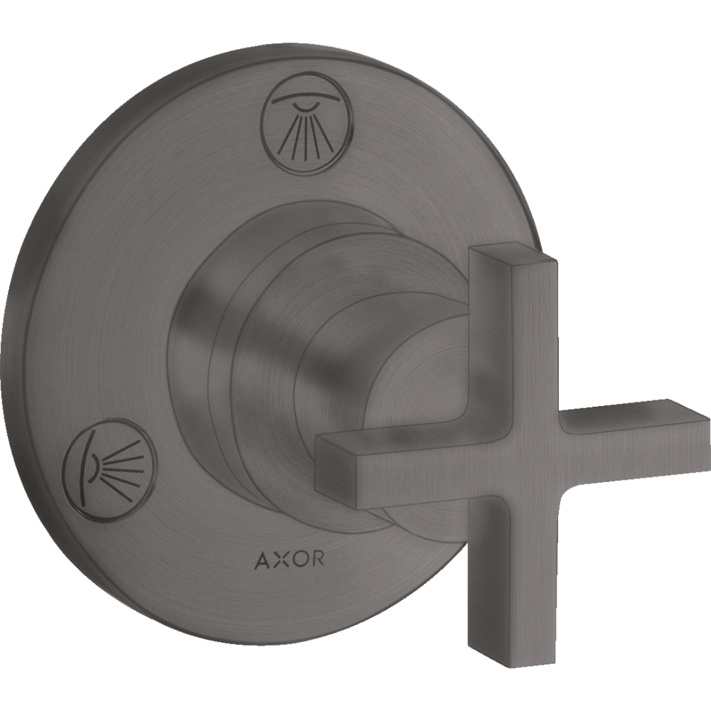 Запорный/переключающий вентиль Axor Citterio, Trio/Quattro, с крестообразной рукояткой, скрытого монтажа, 39925340, шлифованный черный хром 