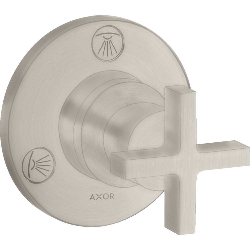 Запорный/переключающий вентиль Axor Citterio, Trio/Quattro, с крестообразной рукояткой, скрытого монтажа, 39925800, сталь