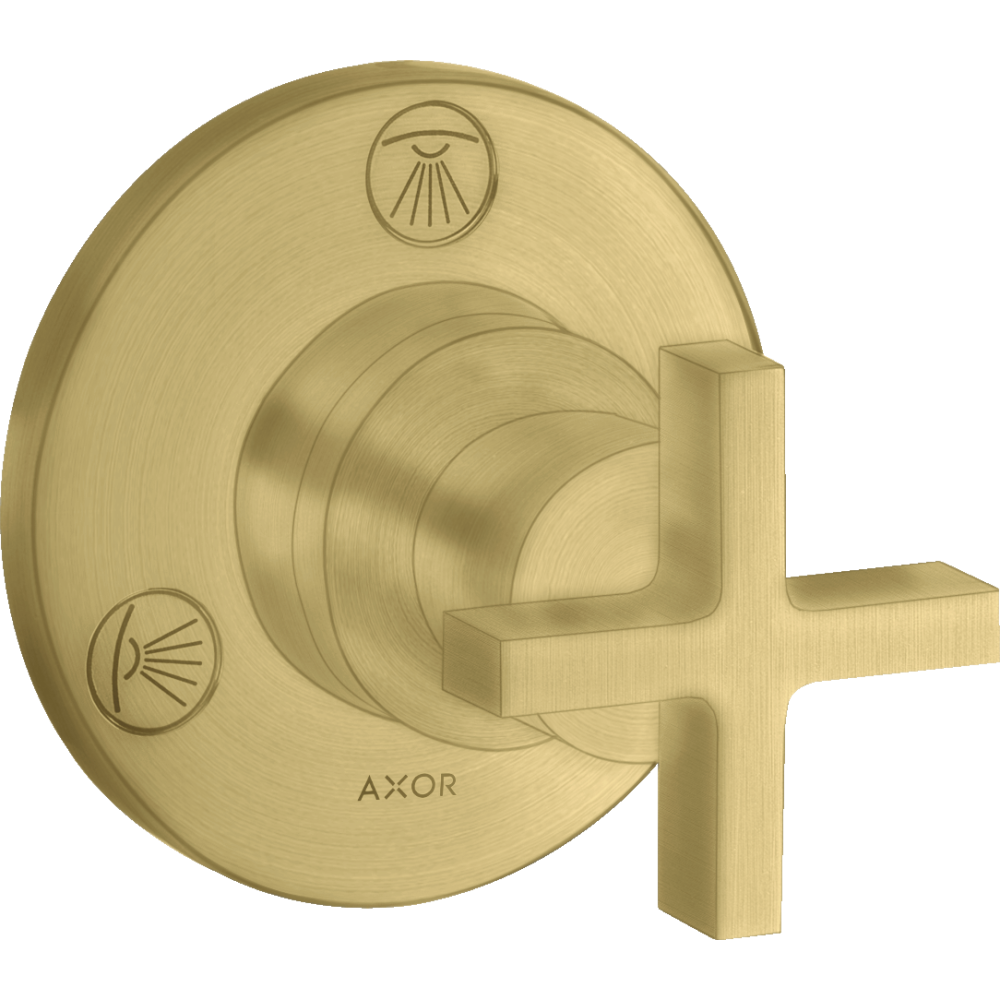 Запорный/переключающий вентиль Axor Citterio, Trio/Quattro, с крестообразной рукояткой, скрытого монтажа, 39925950, шлифованная медь